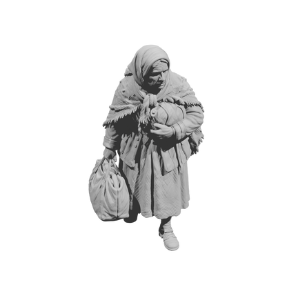 MM2258 WW2 France 1940s Refugees-5 Elderly Woman with Shawl