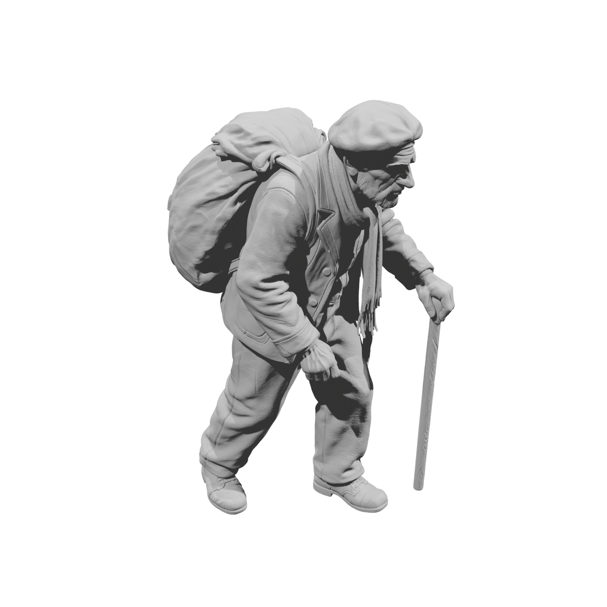MM2259 WW2 France 1940s Refugees-6 Man with Large Rucksack and Cane