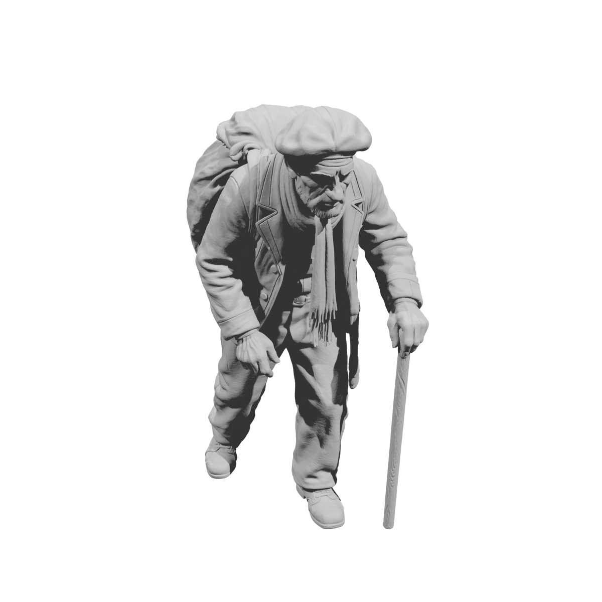 MM2259 WW2 France 1940s Refugees-6 Man with Large Rucksack and Cane