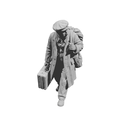 MM2261 WW2 France 1940s Refugees-8 Man with Pack and Suitcase