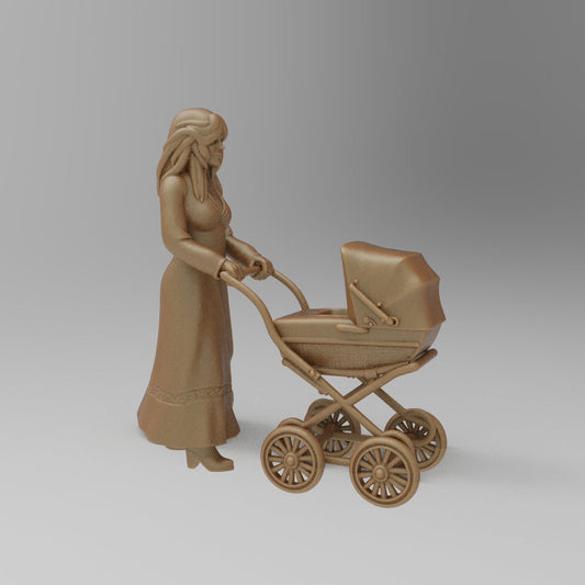 MM4428 1970s Street Scene Women With Stroller