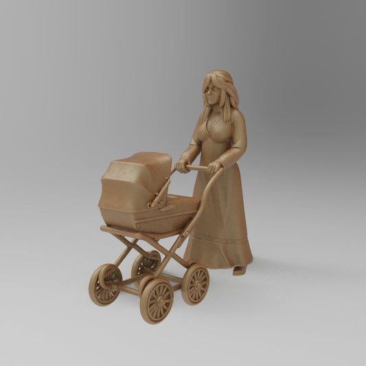 MM4428 1970s Street Scene Women With Stroller