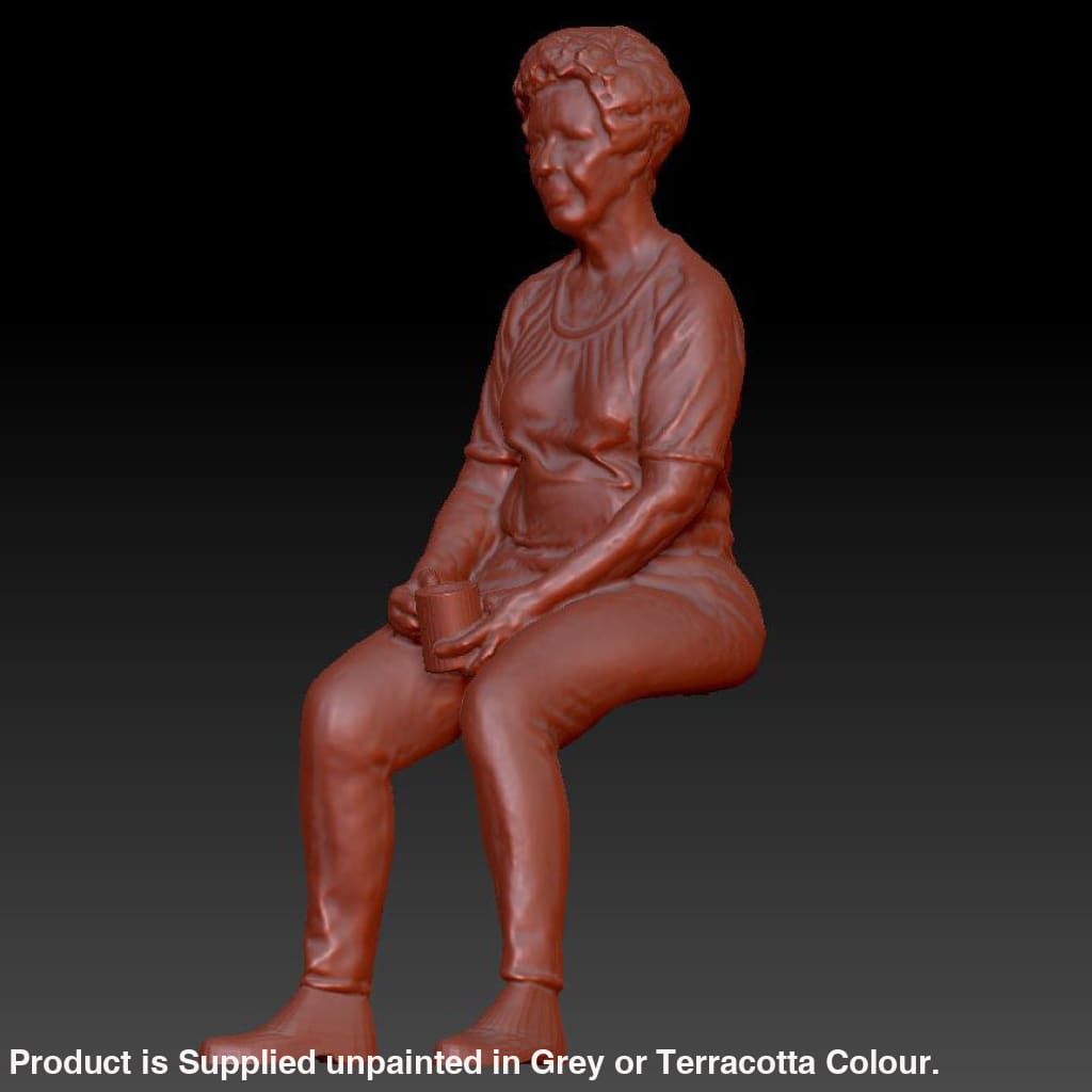 Older Lady Sitting With Mug Of Tea And Gossiping Dsp023 Figure