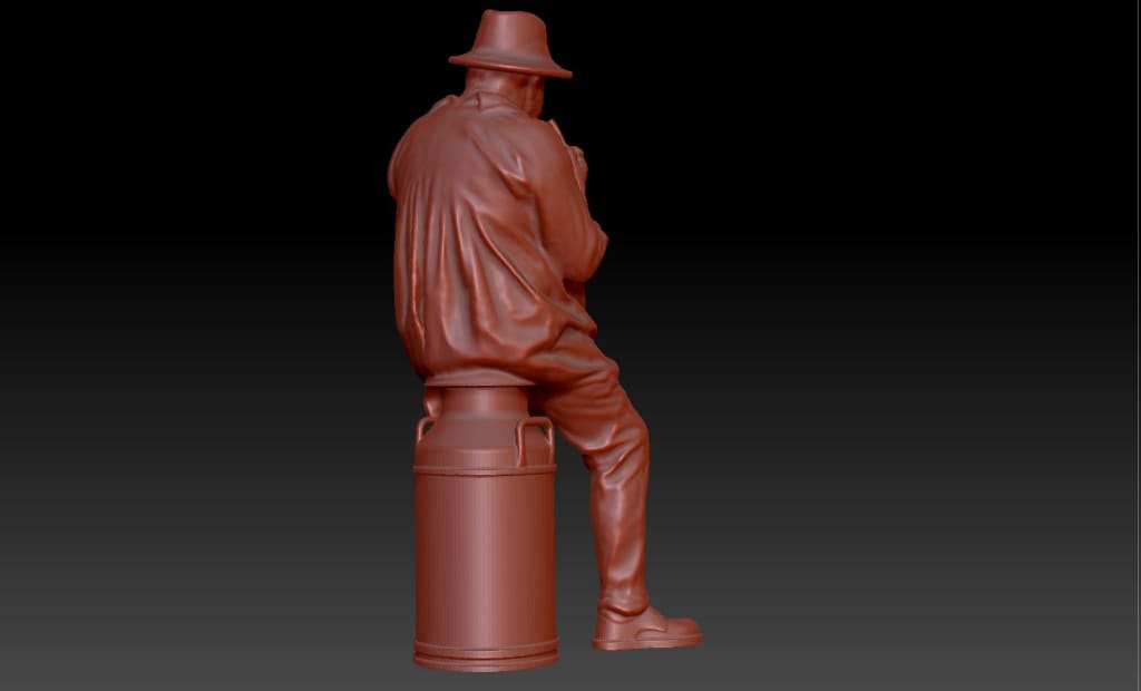 Dsp183 Older Farmer Sitting On Milk Churn Figure