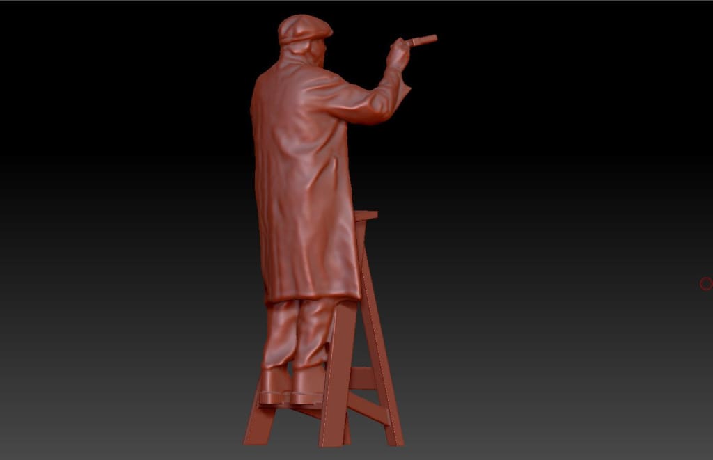 Dsp185 Older Male On Ladder Painting Figure