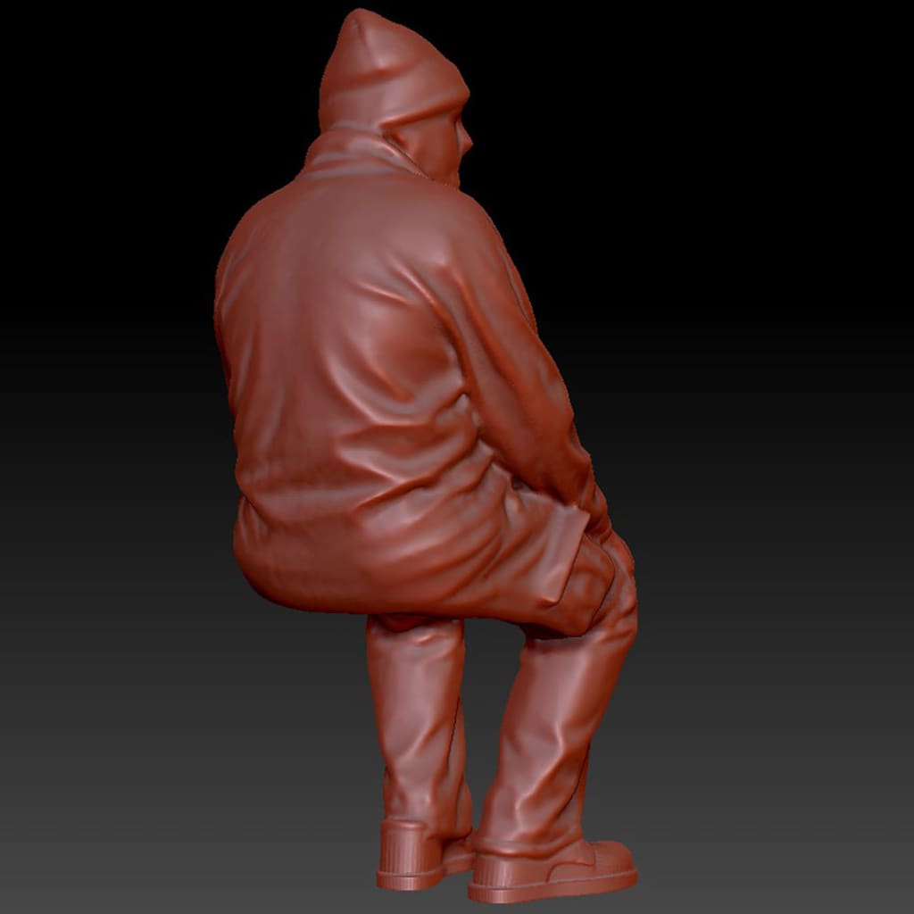 DSP243 Male with Benie hat sitting Figure