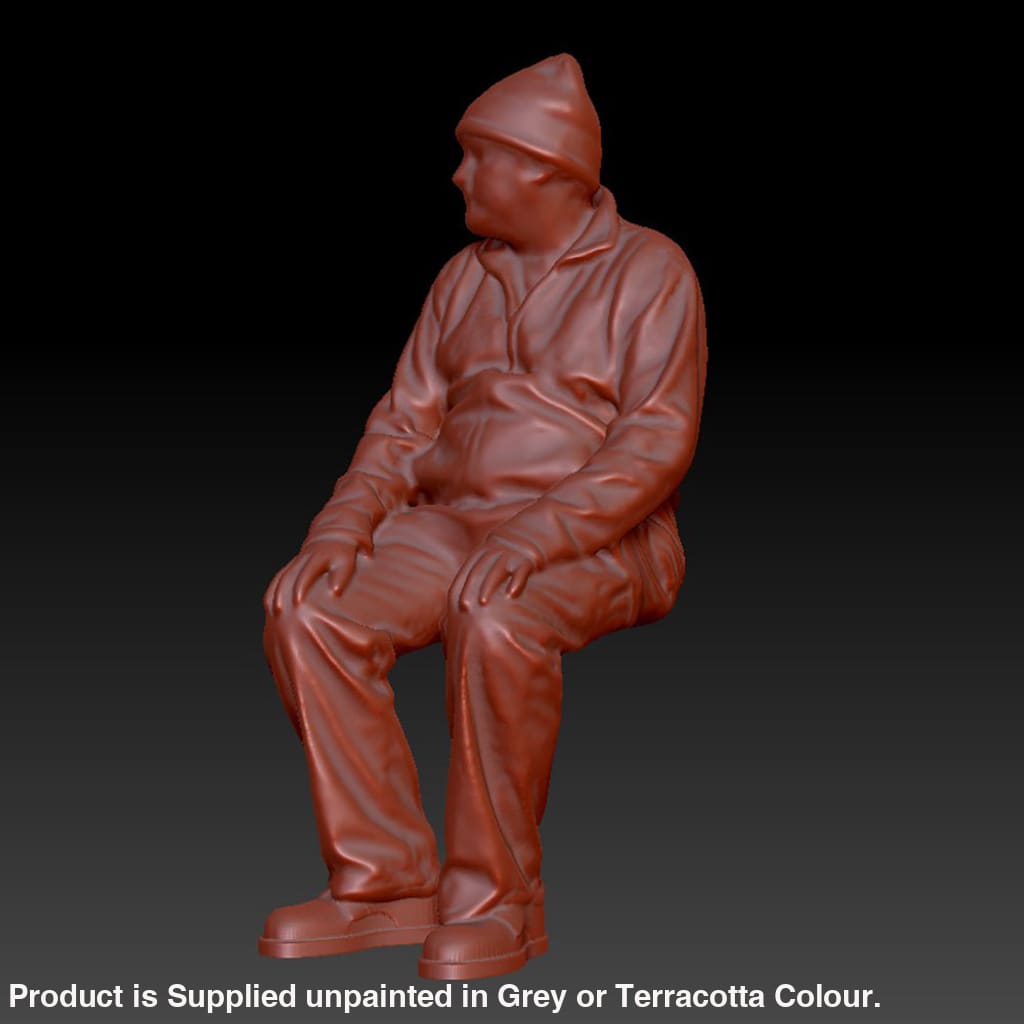 DSP243 Male with Benie hat sitting Figure