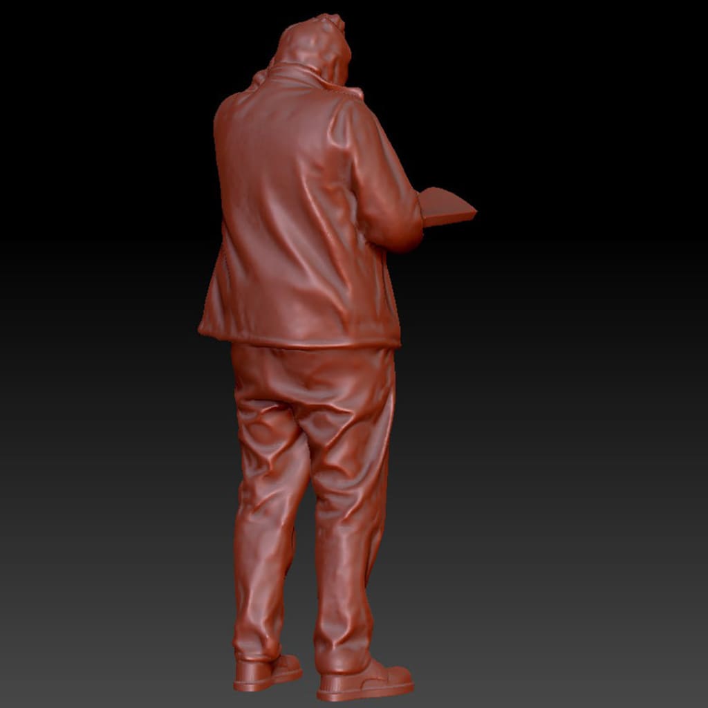 DSP246 Older Male reading Book Hand on Head Figure