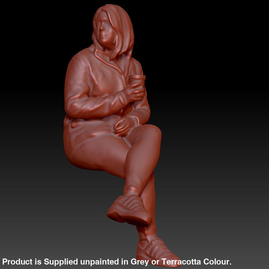 DSP270 Female Sitting with a mug of tea Figure