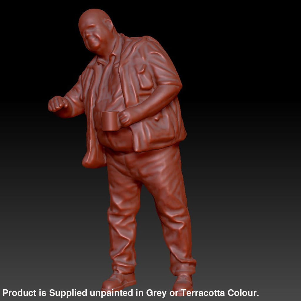 DSP274 Male Train Driver with Tea Mug leaning Figure