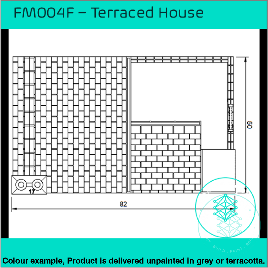 Fm004F – Low Relief Terrace House Oo/Ho Scale Oo Building