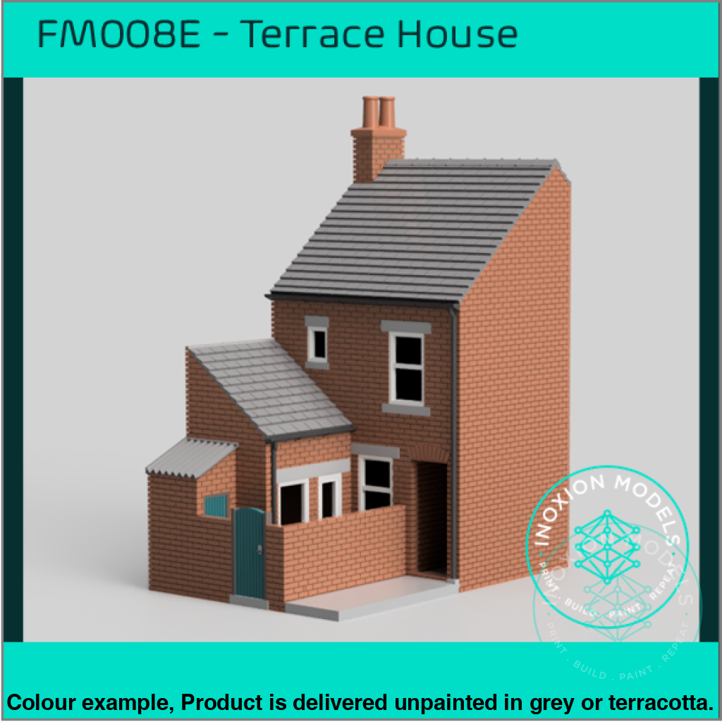 Fm008E – Low Relief Terrace House W Close Oo/Ho Scale Oo Building
