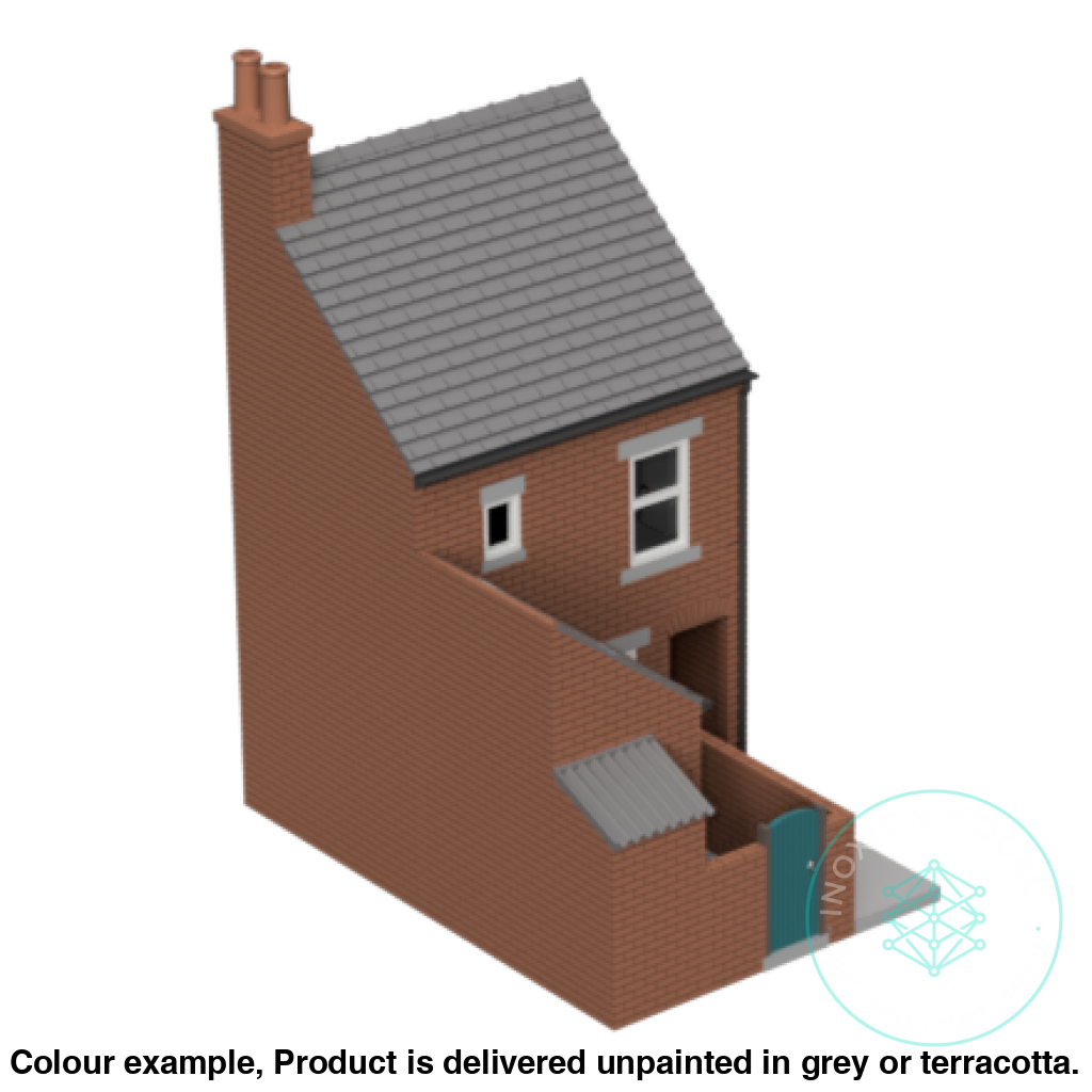 Fm008E – Low Relief Terrace House W Close Oo/Ho Scale Oo Building