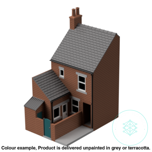 Fm008E – Low Relief Terrace House W Close Oo/Ho Scale Oo Building