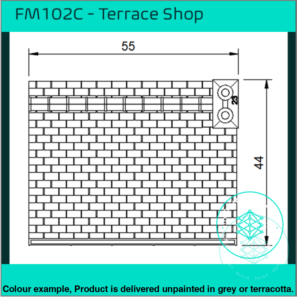 Fm102C – Low Relief Terrace Shop Oo/Ho Scale Oo Building