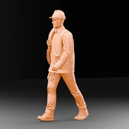MM1217 Construction Site Builder Walking With Coiled Rope