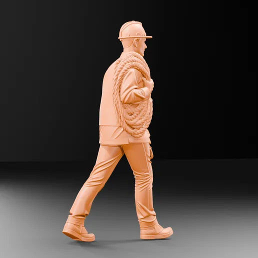 MM1217 Construction Site Builder Walking With Coiled Rope