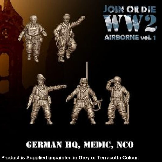 German Fallschirmjager Paratroopers Command HQ,NCO,Medic 28mm 1:56 Figure