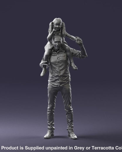 Dad With Young Daughter On Shoulders Figure