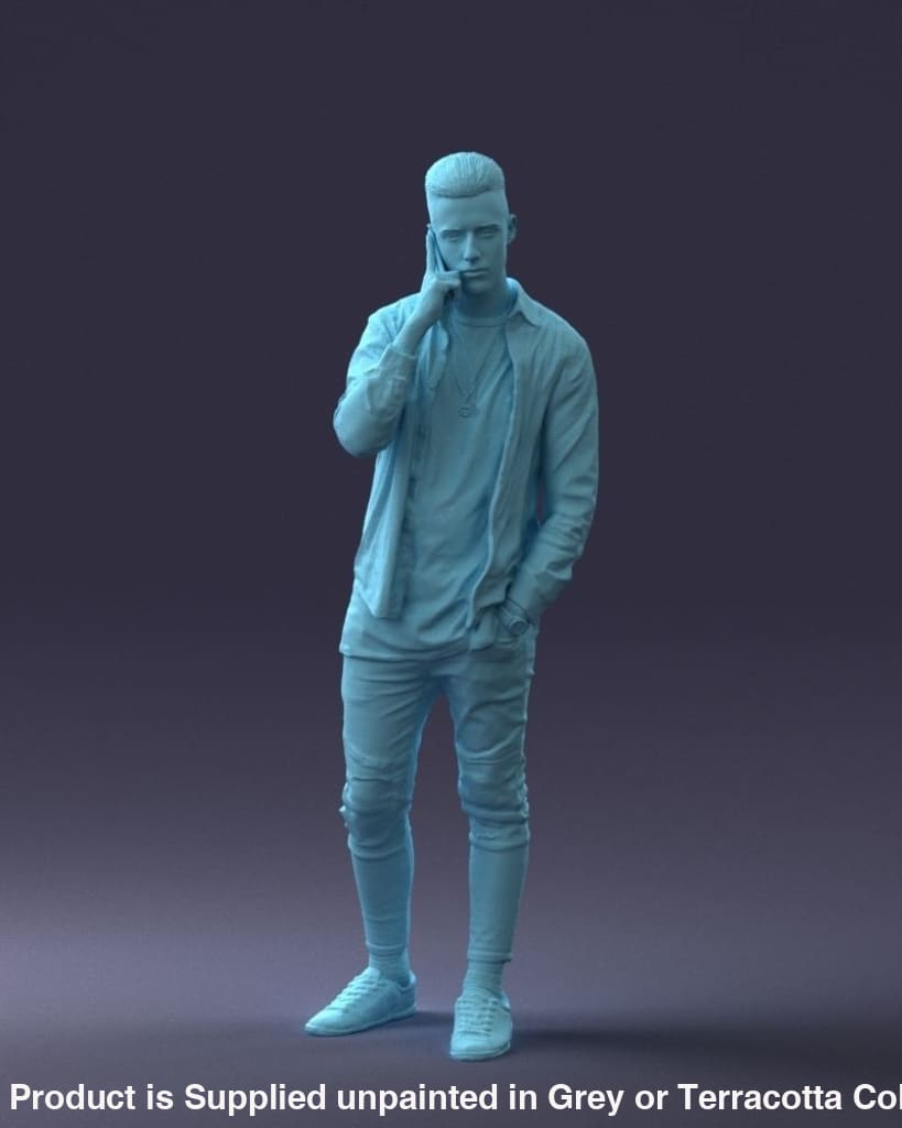 Young Male With Mobile Phone Figure