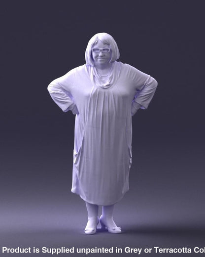 Stern Pensioner Older Lady Figure