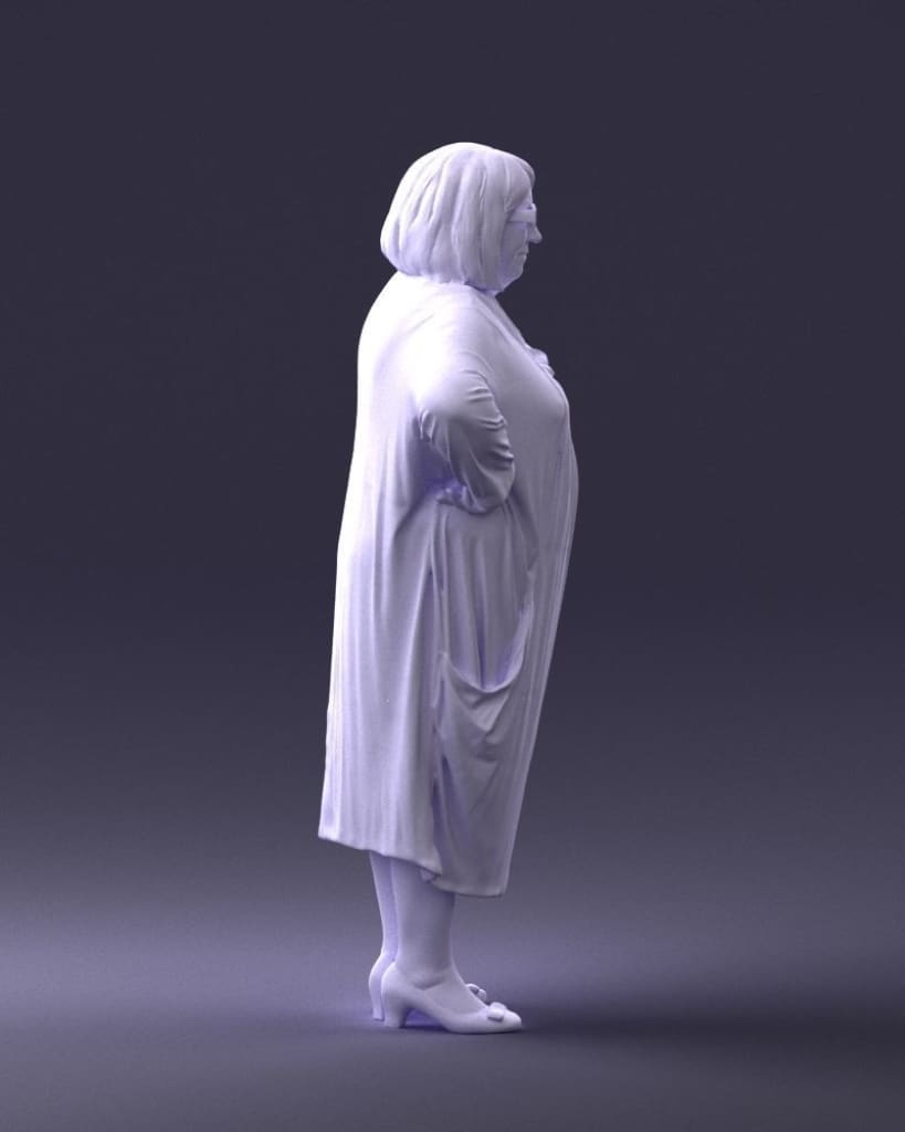 Stern Pensioner Older Lady Figure