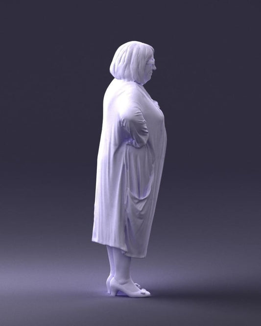 Stern Pensioner Older Lady Figure
