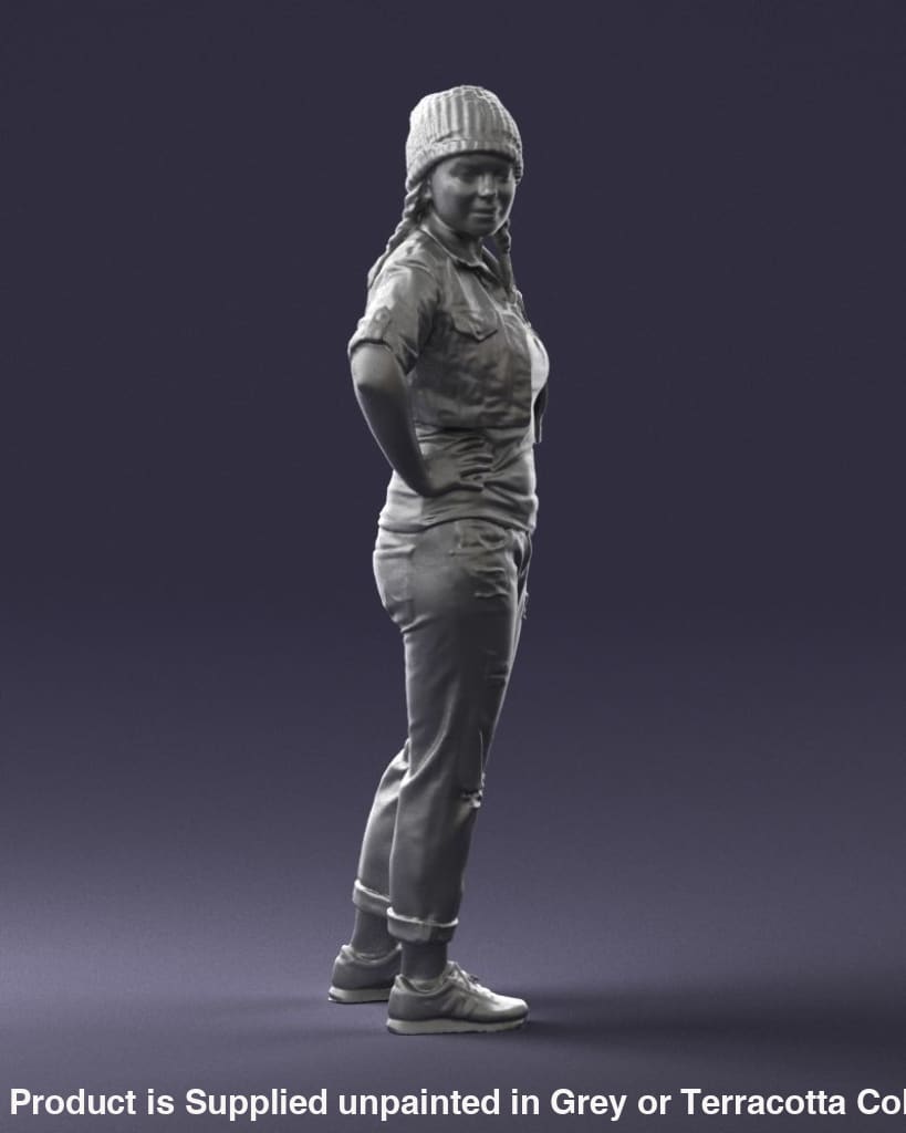 Young Girl In Hat Hands On Hips Figure