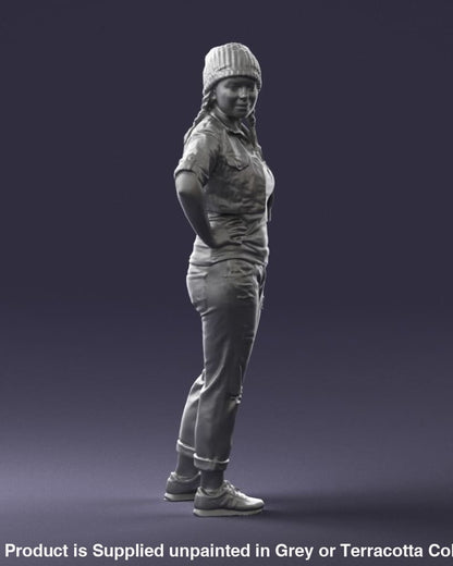 Young Girl In Hat Hands On Hips Figure