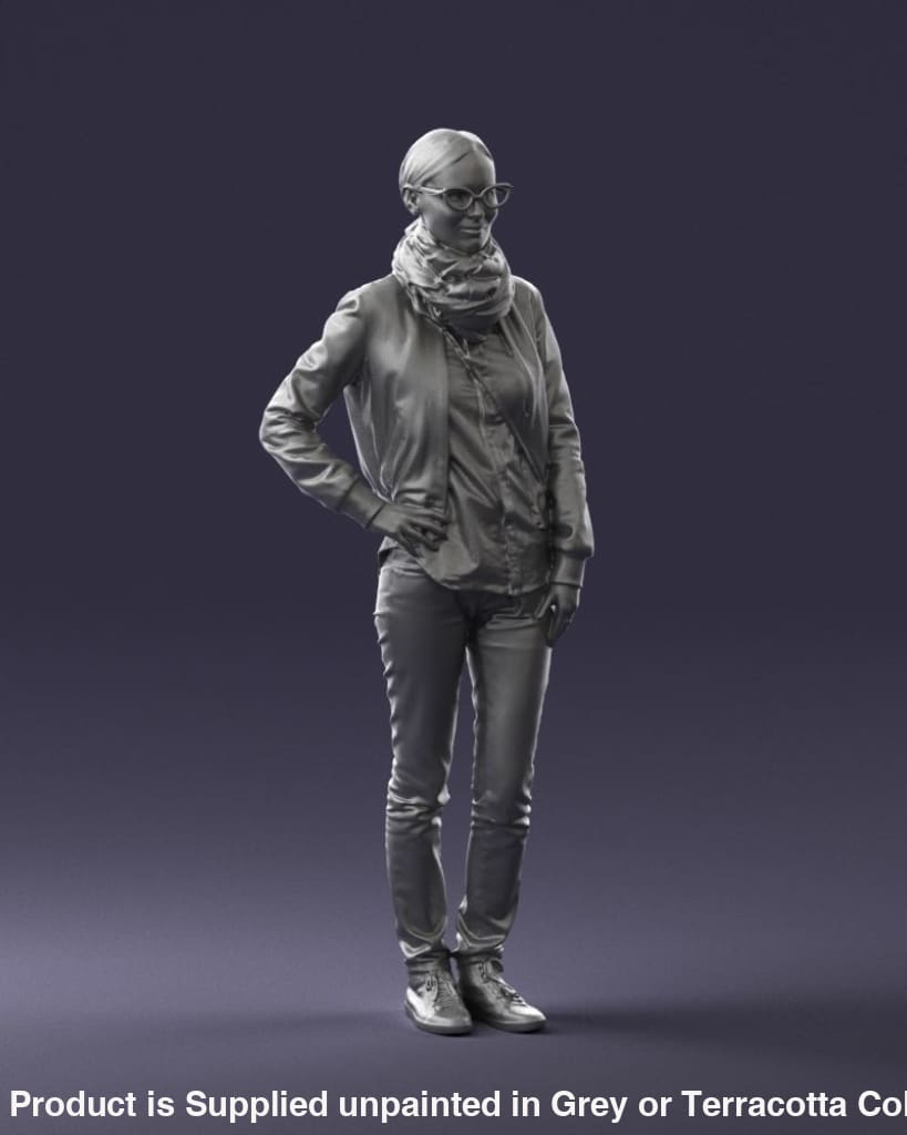 Smart Young Girl Wearing A Leather Jacket Figure