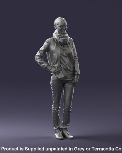 Smart Young Girl Wearing A Leather Jacket Figure