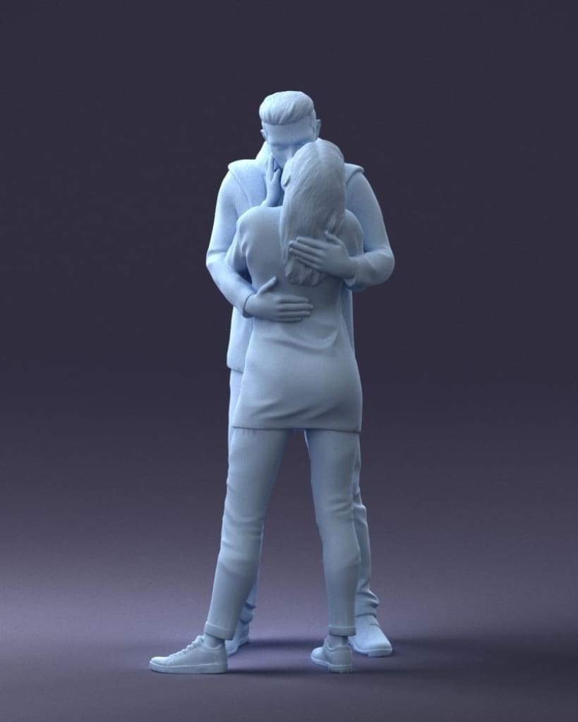 Young Kissing Couple Figure
