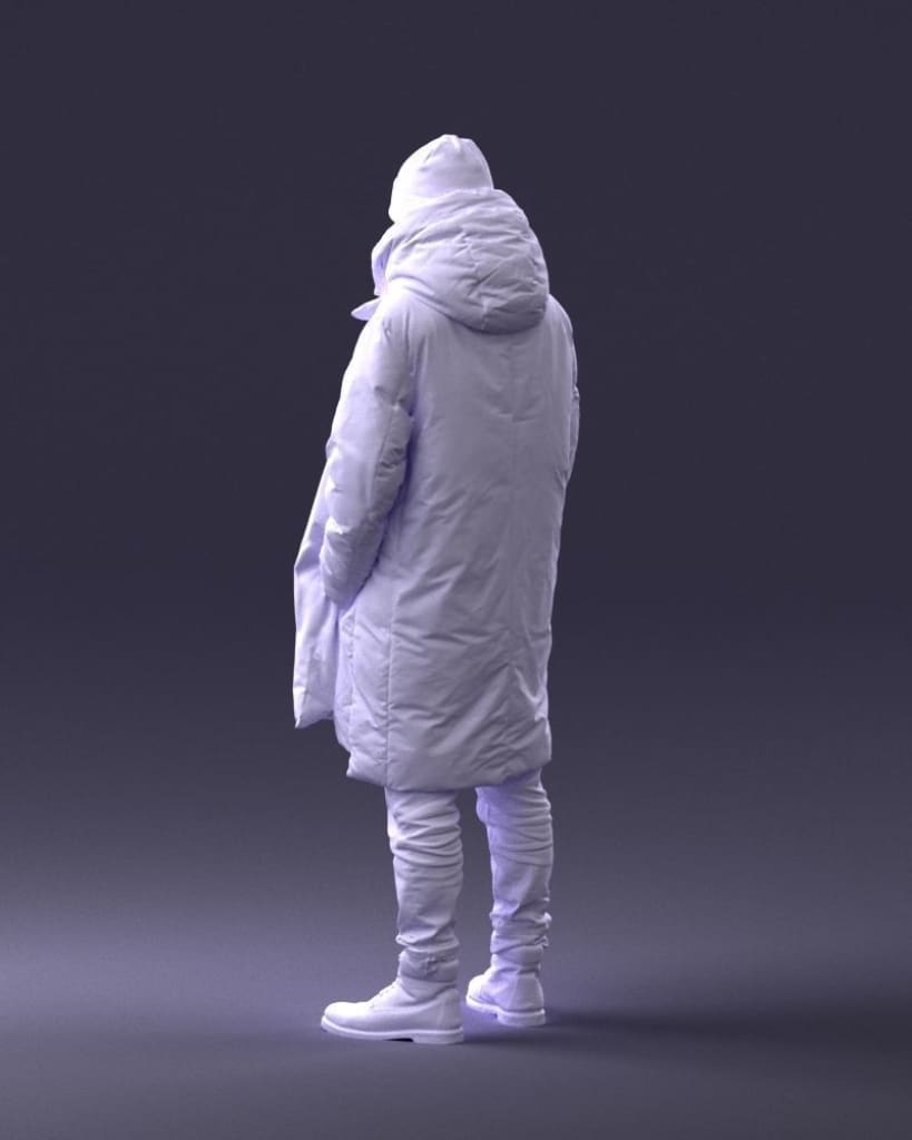 Young Male Wrapped Up Warm In Winter Jacket Figure