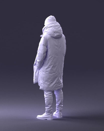 Young Male Wrapped Up Warm In Winter Jacket Figure