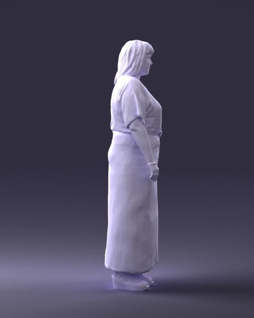 Young Girl In Long Dress Arm On Hip Figure