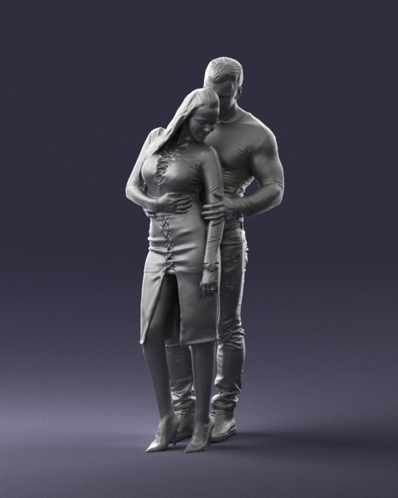 Young Smart Couple Hugging Figure