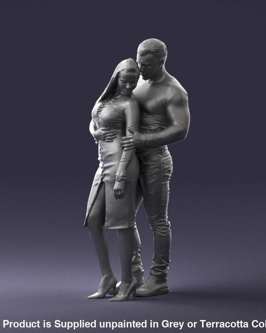 Young Smart Couple Hugging Figure