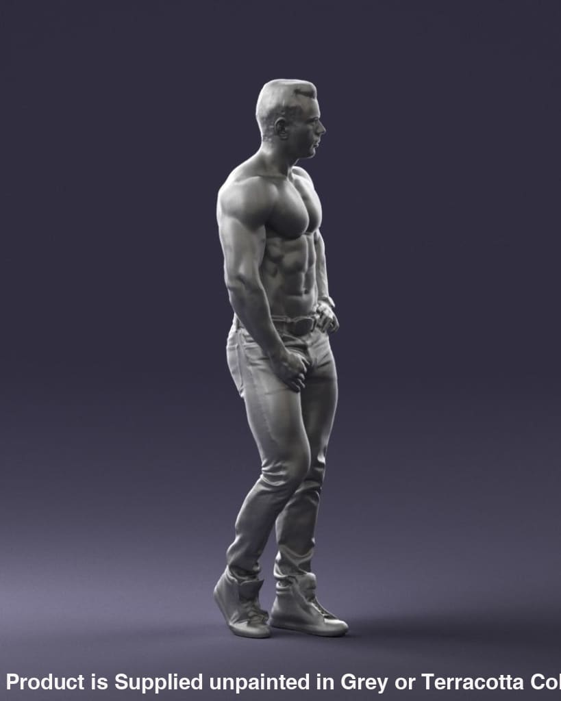 Young Male Bare Chested Walking Figure