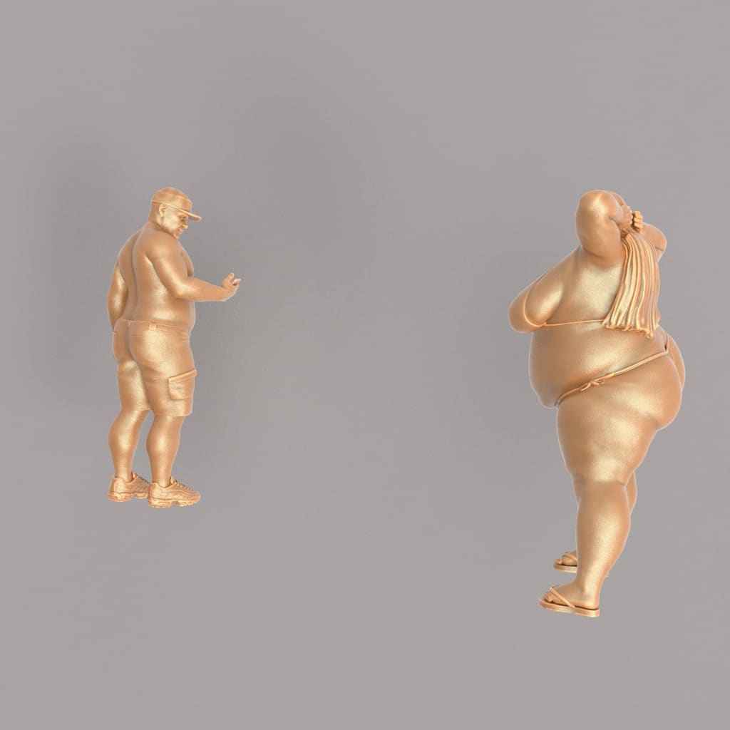 MM040 Large Male with Very large Lady taking Pictures 18 + Figure