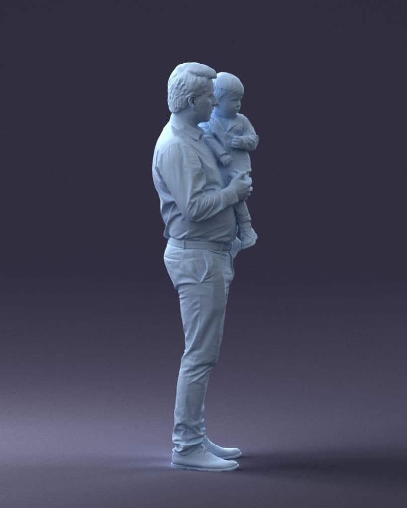 Dad Holding Son In Arms Figure