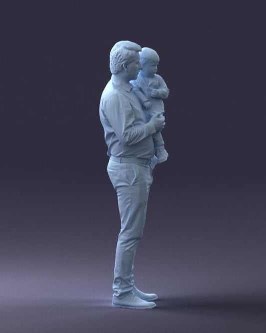 Dad Holding Son In Arms Figure