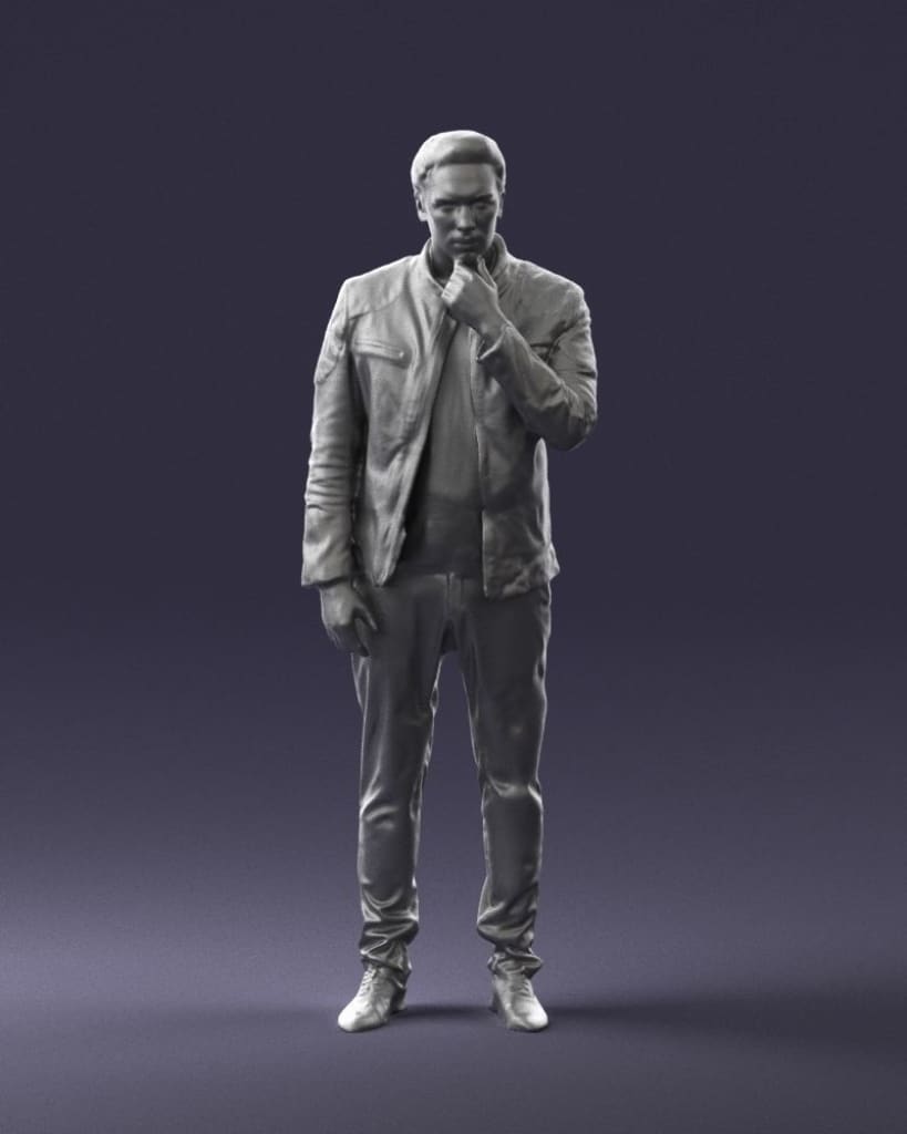 Young Male Looking Worried Hand On Chin Figure