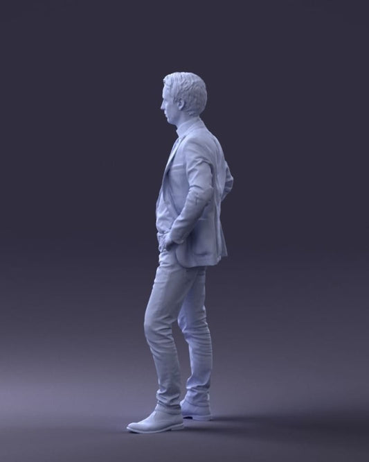 Young Male In Suite Hands On Hips Figure