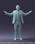 Young Male In Suite Hands Out Surrender/welcome Figure