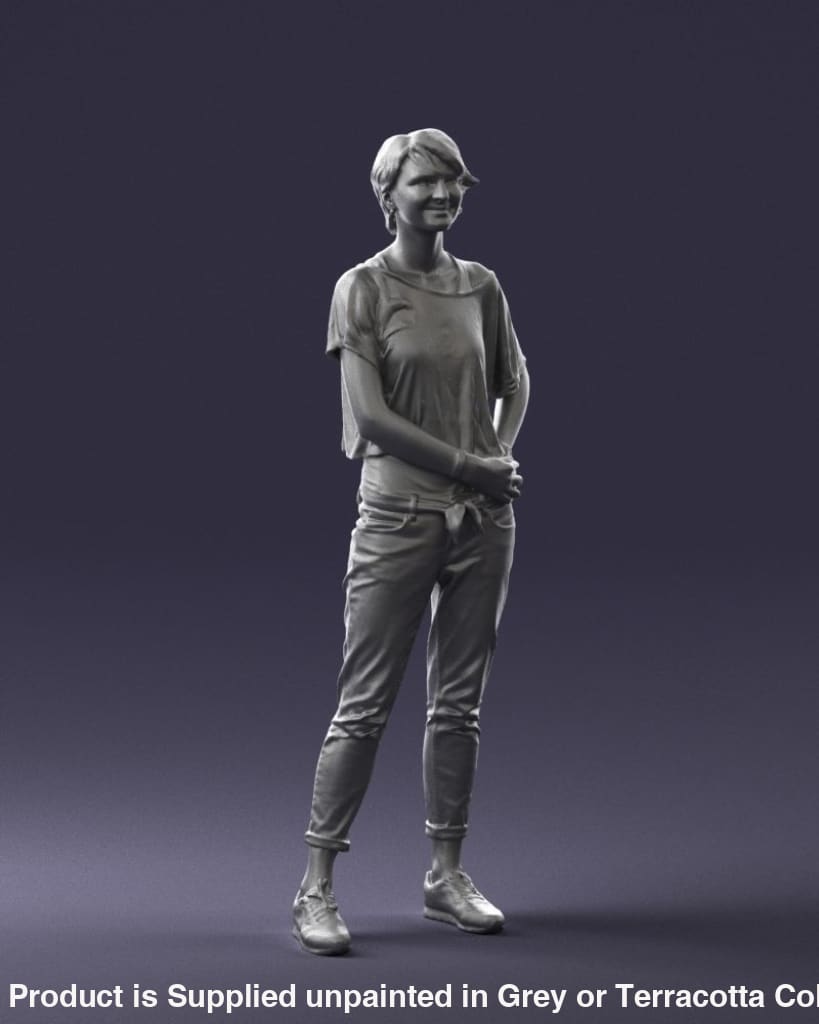 Happy Young Girl In Jeans And Tshirt Figure