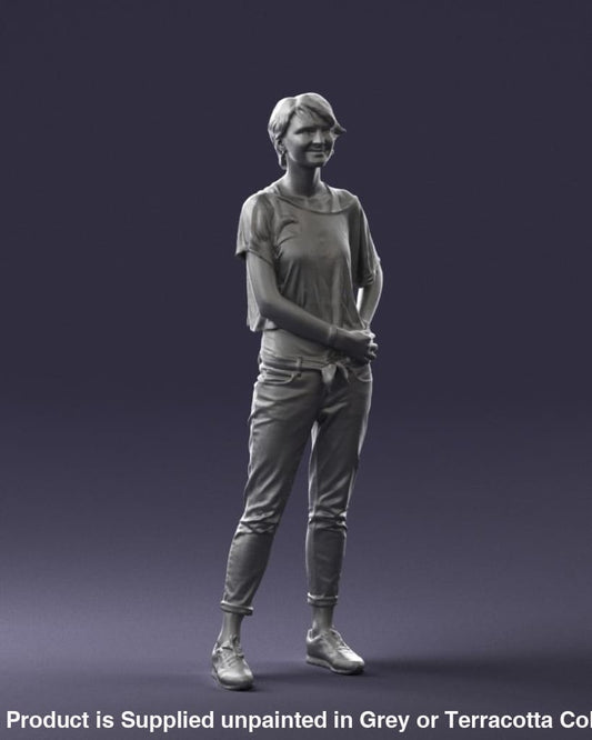 Happy Young Girl In Jeans And Tshirt Figure