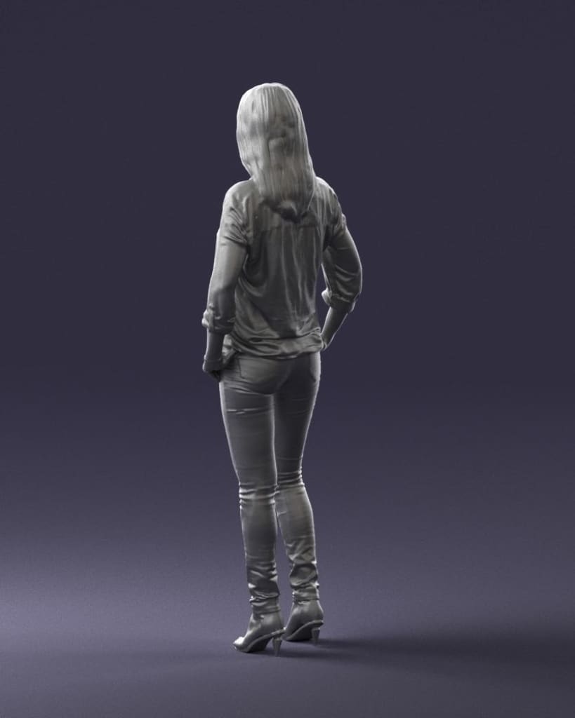 Young Stylish Girl Hands In Pockets Figure