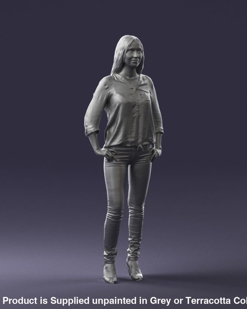 Young Stylish Girl Hands In Pockets Figure