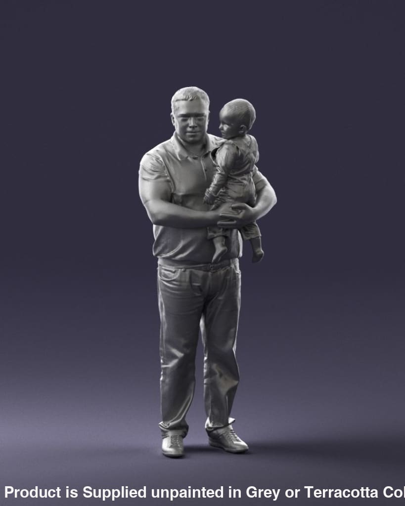 Young Dad With Child In Arms Figure