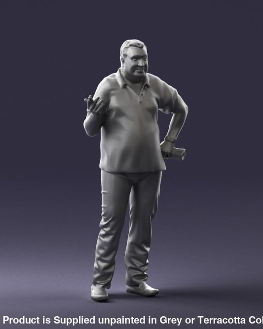 Older Male With Newspaper And Smoking Figure